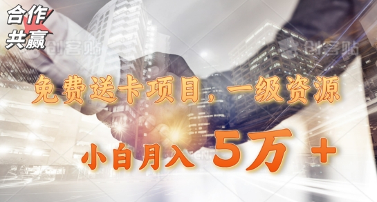 免费送卡项目,一级资源,小白月入5万+