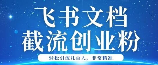 利用飞书文档截流创业粉轻松引流200+