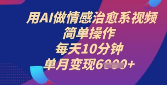 用AI做情感治愈系视频，简单操作，每天10分钟，单月变现6k+