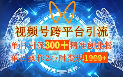 视频号跨平台引流，单日操作2小时，单日引流300+精准创业粉，单日变现数张
