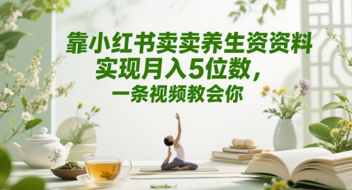 靠小红书卖养生资料实现月入5位数，一条视频教会你