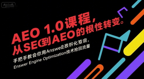 大卫AEO 1.0 课程，从SEO到AE0的基命性转变，手把手教会你用AnswerEngineOptimization技术抢回流量