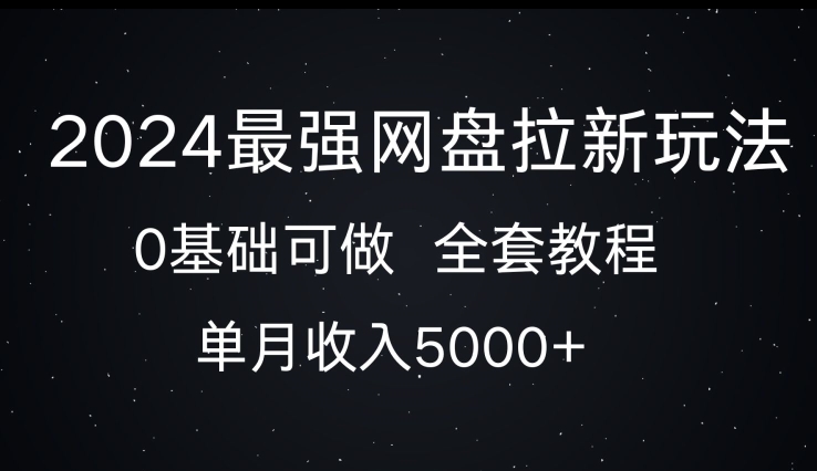 2024最强网盘拉新玩法,0基础可做,单月收入5000+